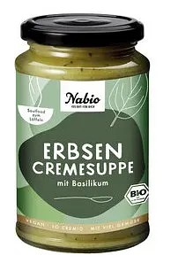 Erbsen Cremesuppe mit Basilikum Bio