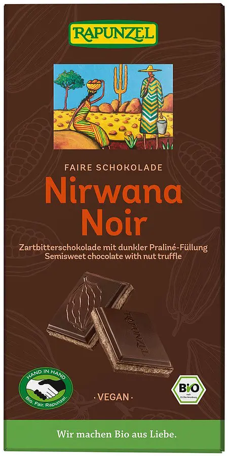 Tafel Rapunzel Nirwana Noir Praliné Füllung Bio