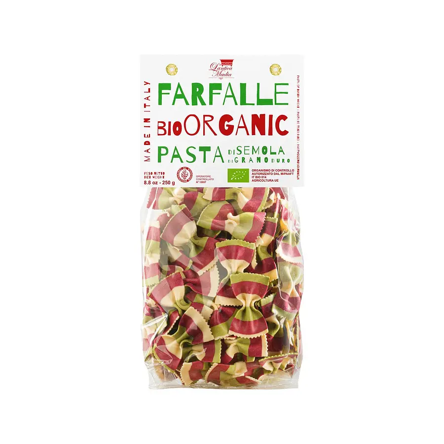 Farfalle mit Randen und Spinat Bio