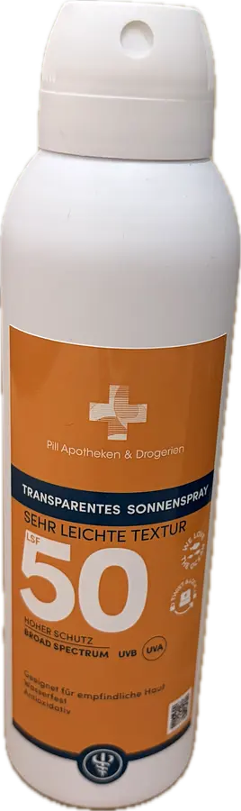 Pill Kosmetik - transparentes Sonnenspray LSF50+