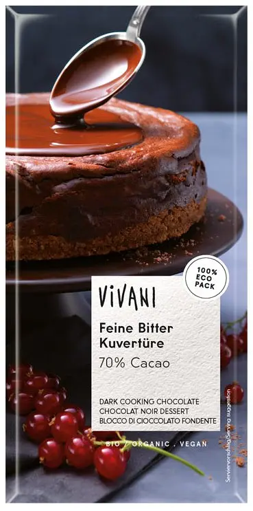 Vivani Kuvertüre Feine Bitter Vegane Kochschokolade Bio