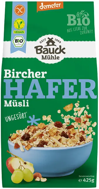 Hafer Müsli Birchermüesli glutenfrei ungesüsst Bio