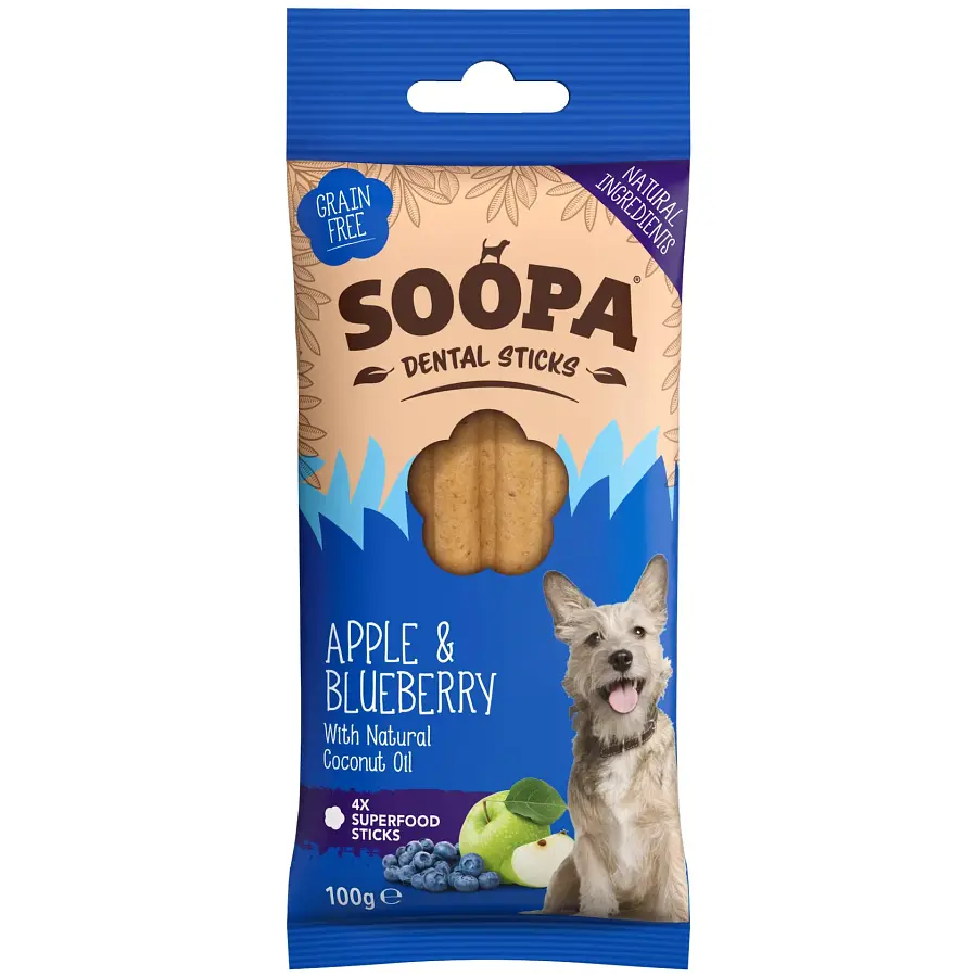 Dog Dental Sticks Vegan Soopa Apple & Blueberry