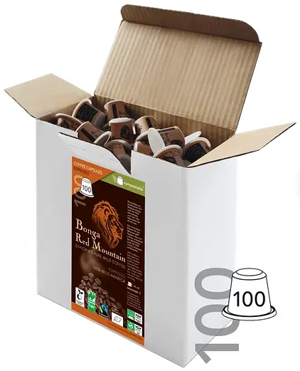 Coffee Bonga Red Mountain Capsules Espresso compostable organic, 10 capsules