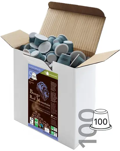 Coffee Bonga Red Mountain Capsules Decaffeinato compostable organic, 10 capsules