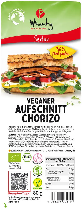 Vegan Slices Chorizo Organic