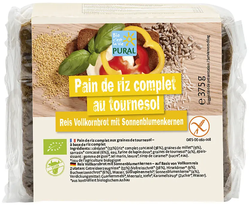 Gluten Free Whole Grain Rice Bread Sunflower Seeds & Buckwheat Organic