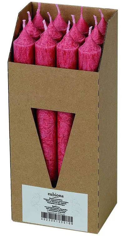 Candles Pack of 12 Dinner Candle 2,2 x 21cm Bordeaux Red