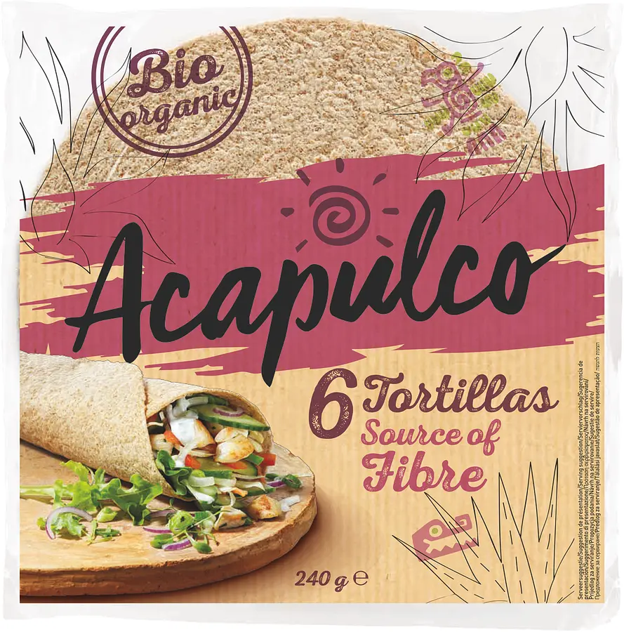 Tortilla Wraps Wheat Bran 6pcs Organic