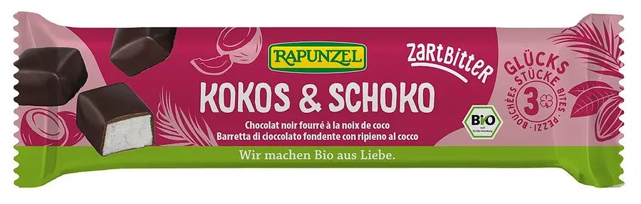 Rapunzel Chocolat noir fourré à la noix de coco Bio