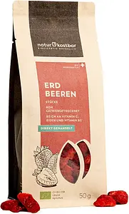 Fraises lyophilisées de qualité Crudité Bio, 50 g