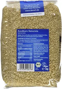 Rice Round Grain Brown Rice Whole Grain Organic, 1 kg