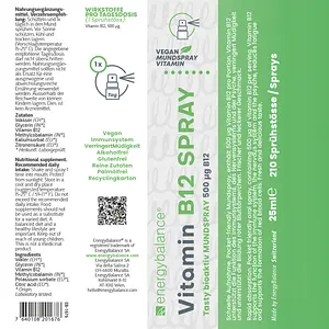 Vitamin B12 Methylcobalamin Vegan 500µg Spray, 25 ml