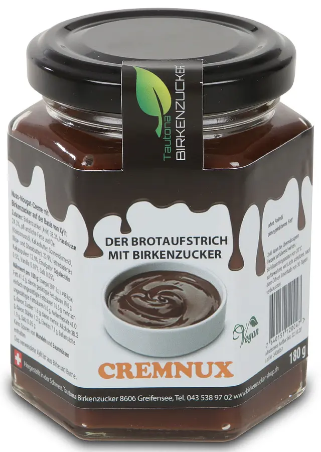 Xylit Schokoaufstrich Cremnux Nuss-Nougat Ohne Zucker
