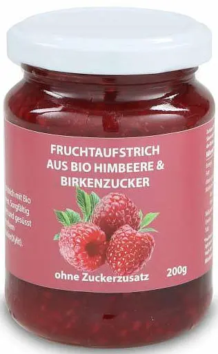 Xylit Konfitüre mit BIO Himbeeren