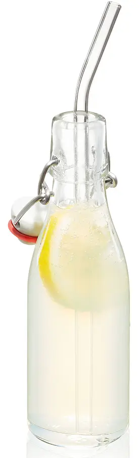 Glas-Trinkhalm gebogen Future 4-er Set inkl. Reinigungsbürste