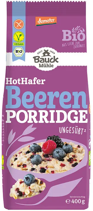 Porridge Hot Hafer Berries Gluten Free Without Sugar Demeter