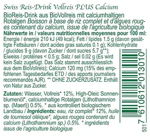 Soyana Swiss Reis-Drink Vollreis Calcium ungesüsst Bio, 1 l