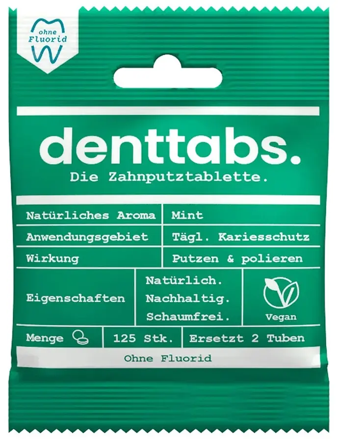 Toothpaste Tablets Denttabs MINT Without Fluoride Bag Tabletten