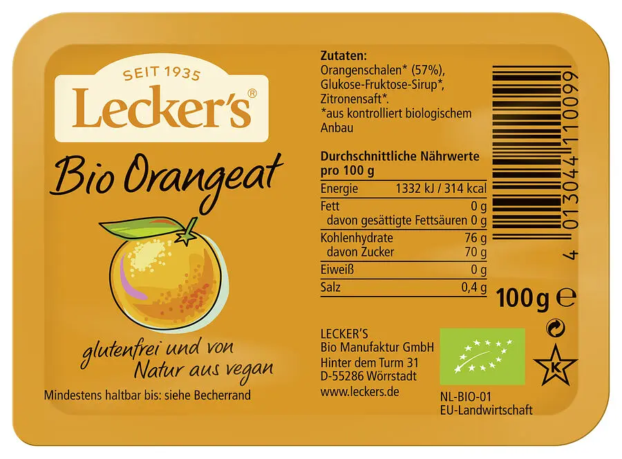 Lecker's Orangeat Candid Orange Organic