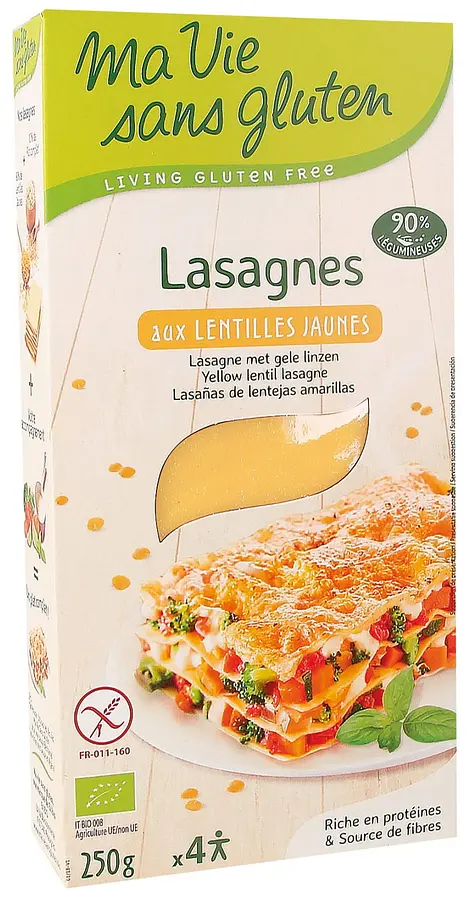 Lasagna Yellow Lentils Gluten Free Organic