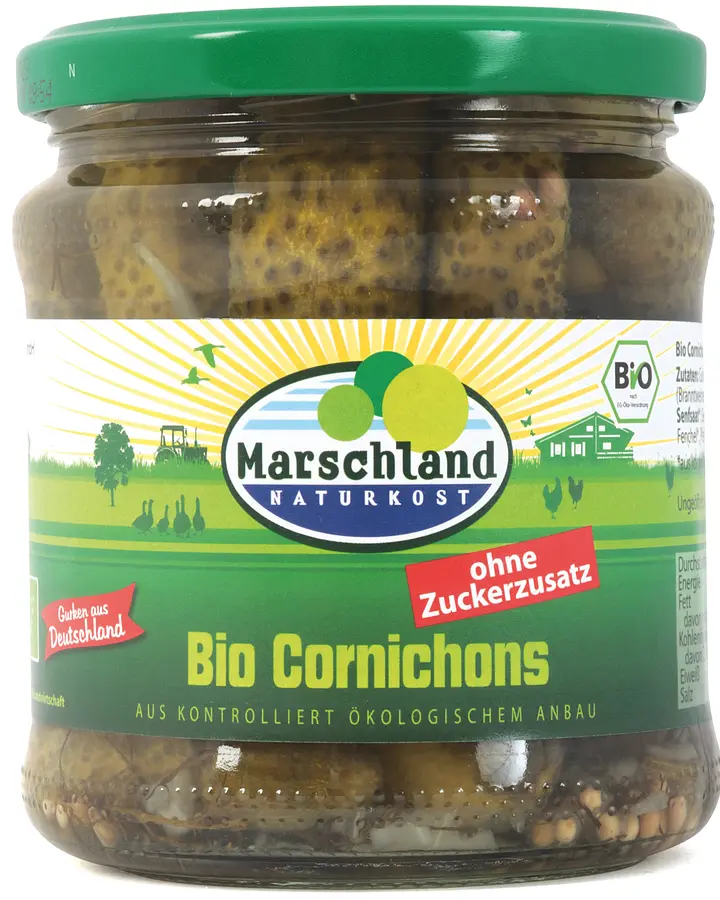 Cornichons ohne Zucker Glas Bio