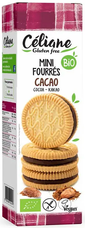 Biscuits Mini Cookies filled with Cocoa Gluten Free Organic