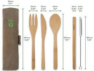 Bambus Besteckset Outdoor Camping | Burgundy - Bambaw Plastikfrei, 1 Stück