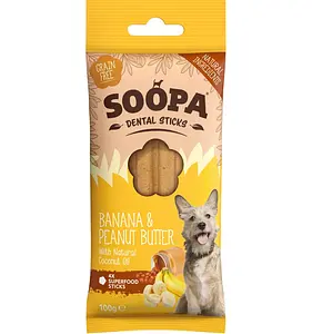 Dog Dental Sticks Vegan Soopa Banana and Peanut Butter, 100 g