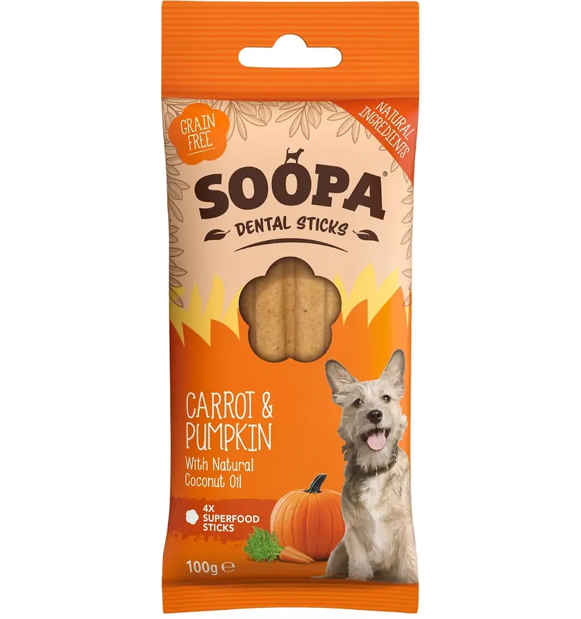 Dog Dental Sticks Vegan Soopa Carrot and Pumpkin