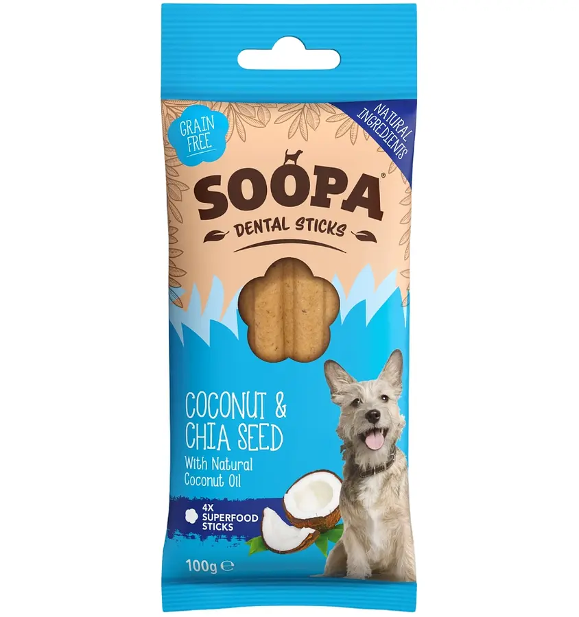 Dog Dental Sticks Vegan Soopa Coconut and Chia