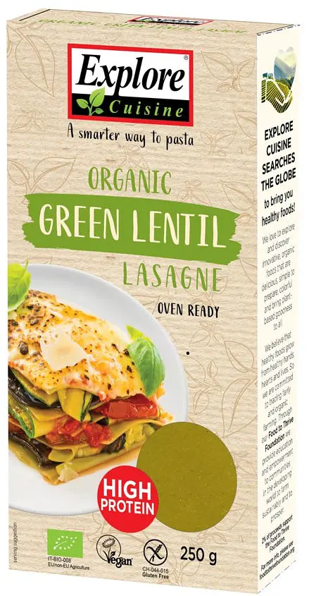 Explore Cuisine Lasagne made from Green Lentils Organic