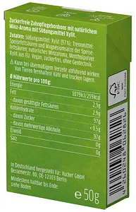 Bonbons Xylit Menthe sans  sucre ajouter, 50 g