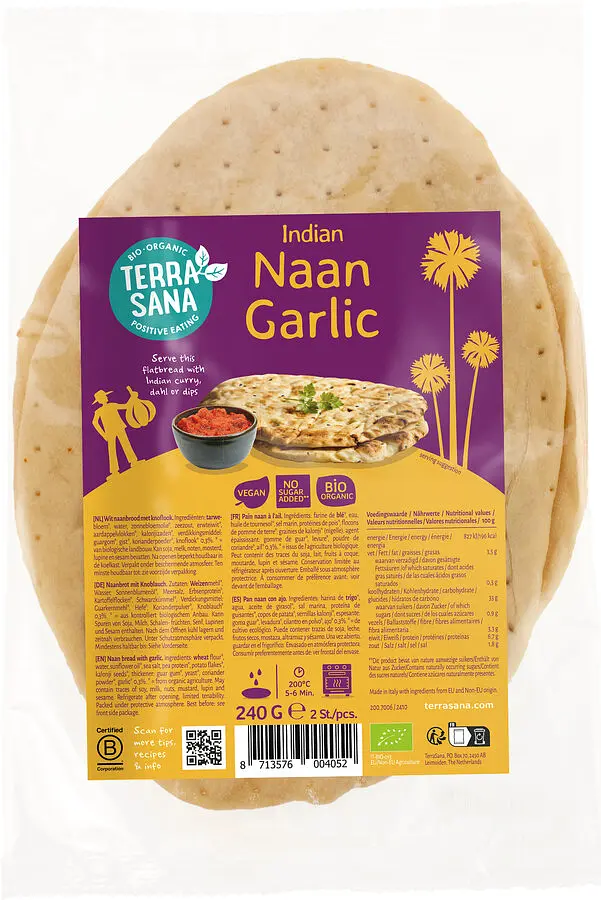Indian Naan GARLIC Flatbread Organic