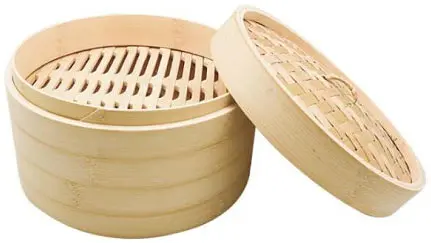 Bamboo steamer two-tier with lid, 1 piece