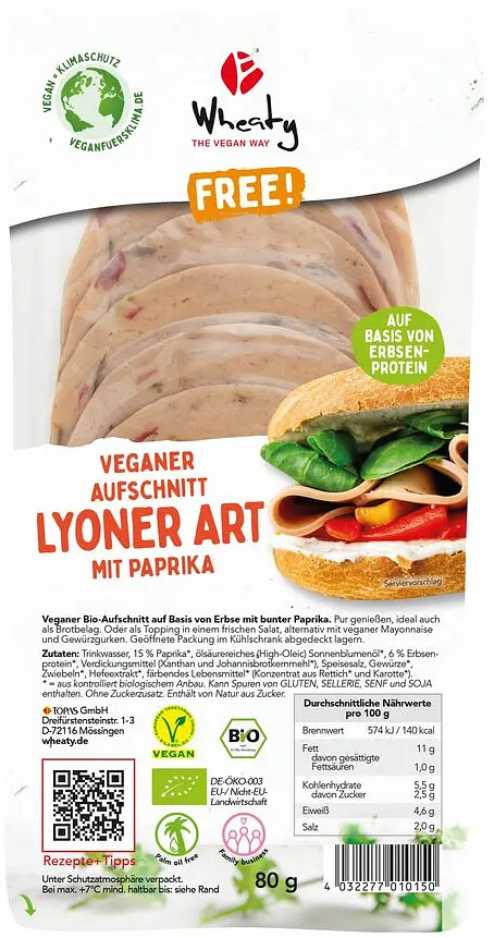 Cold Cuts Lyonnaise style pea-based PAPRIKA Organic