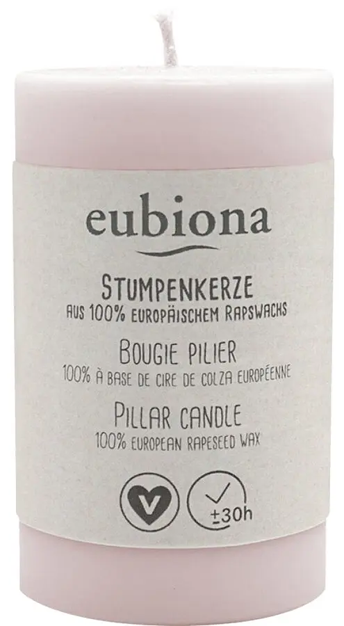 Candles Pillar Rapeseed Wax LIGHT ROSE, 1 piece