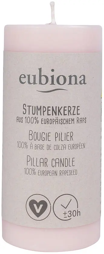 Candles Pillar Rapeseed Wax LIGHT ROSE, 1 piece