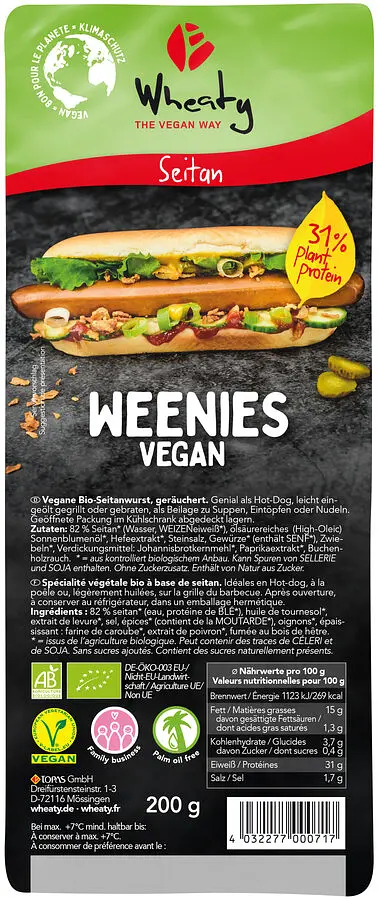 Sausages Vegan Weenies "Hot dog" Organic