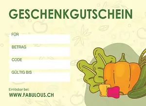 20.- Gift Voucher for fabulous! Vegan Shop Switzerland, 1 piece