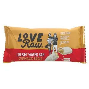 Riegel LoveRaw Wafer Bar Cre&m Biscuit caramélisé, 45 g