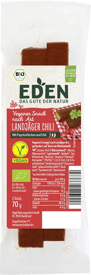 Vegan Snack in Landjäger Style Chili Organic