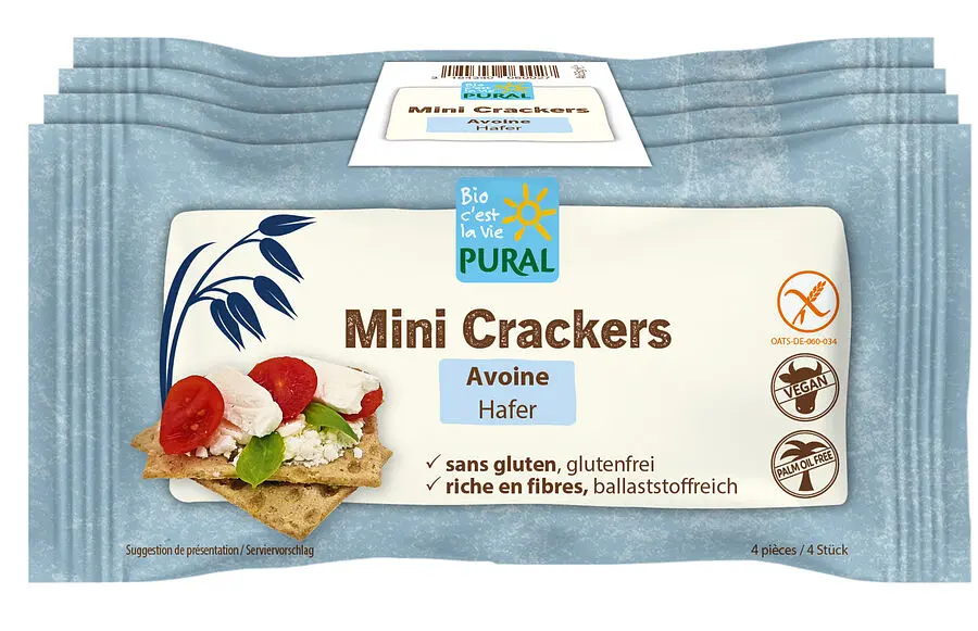Mini Oat Crackers Crispbread Gluten-Free Organic, 4×35 g
