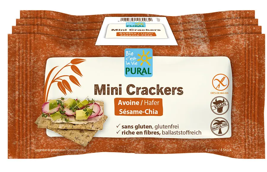 Mini Sesame-Chia Crackers Crispbread Gluten-Free Organic, 4×35 g