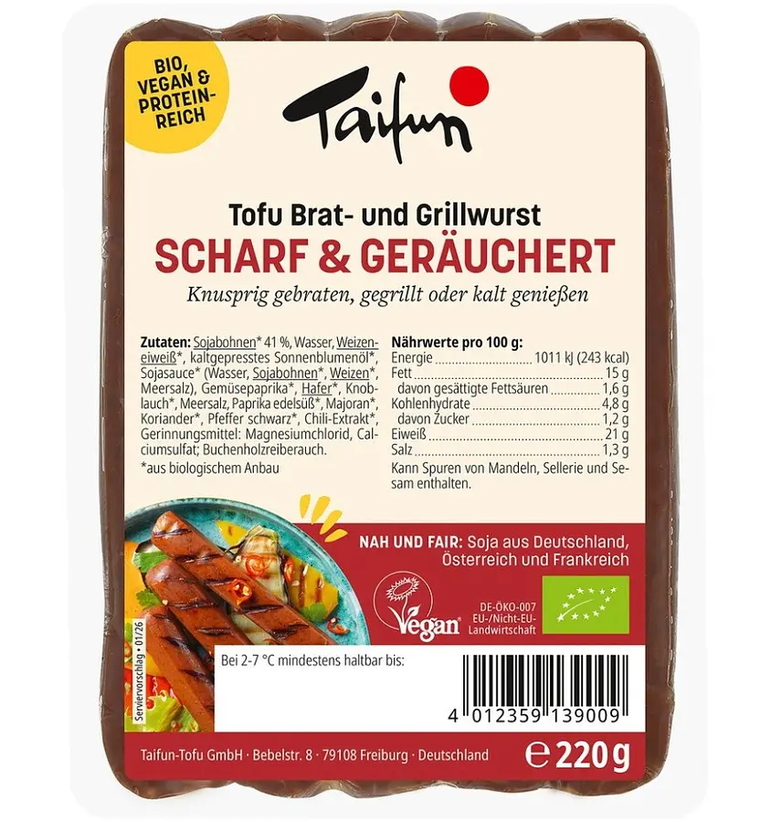 Tofu Sausage for Frying & Grilling – Spicy & Smoked, Organic
