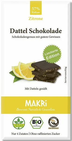 Dattel Schoko Zitrone Tafel 57% Bio