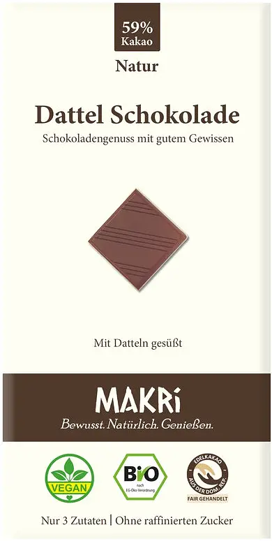 Dattel Schoko Natur Tafel 59% Bio