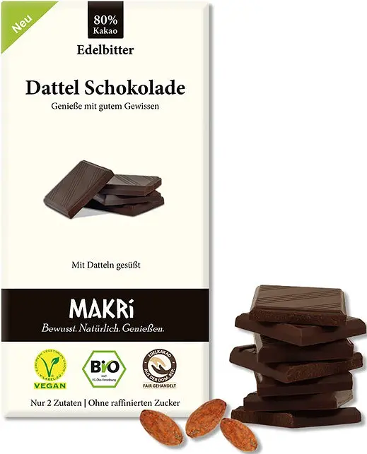 Dattel Schoko Edelbitter Tafel 80% Bio
