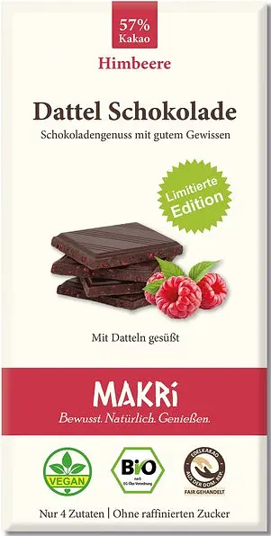 Dattel Schoko Himbeere Tafel 57% Bio
