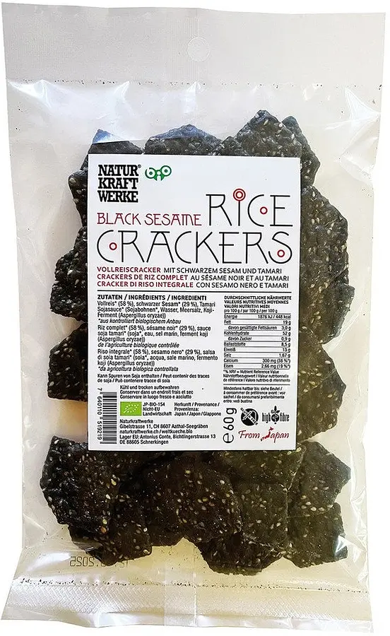 Wholegrain Rice Crackers with Black Sesame and Tamari Organic